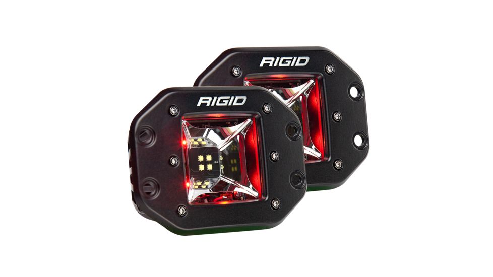 Rigid Industries Radiance Scene Lights - Flush Mount Pair - Black w/Red LED Backlights 73876