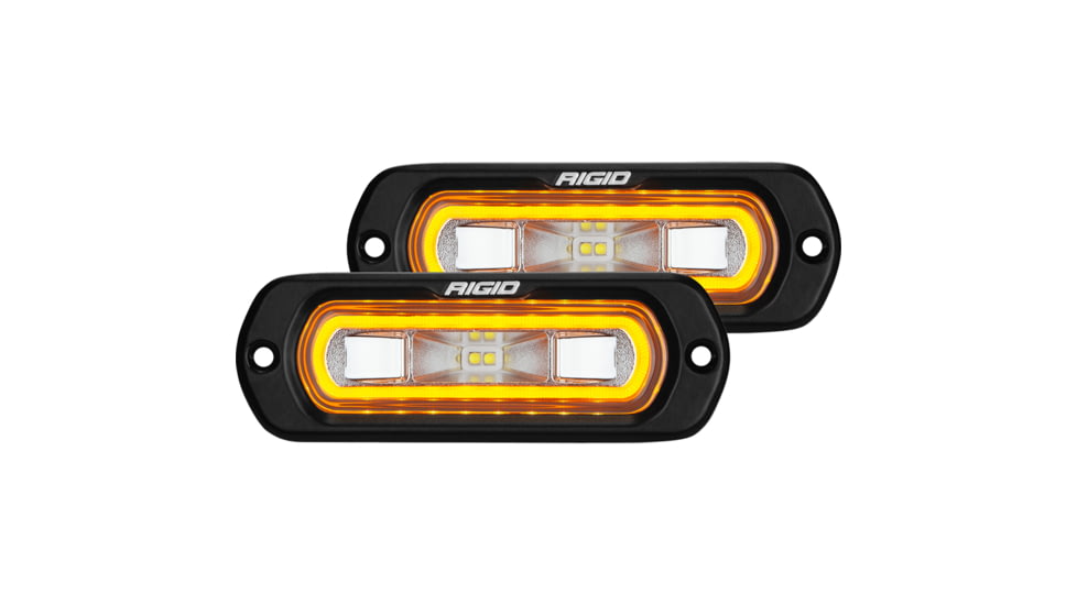 Rigid Industries SR-L Series LED Flush Mount Spreader Light w/ Black Housing, Amber Halo, 53223