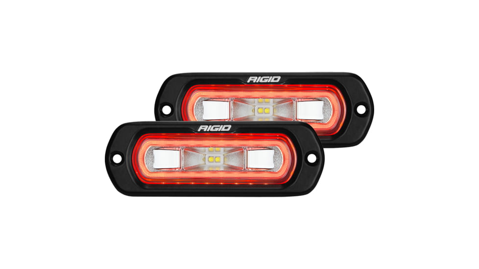 Rigid Industries SR-L Series LED Flush Mount Spreader Light w/ Black Housing, Red Halo, 53222