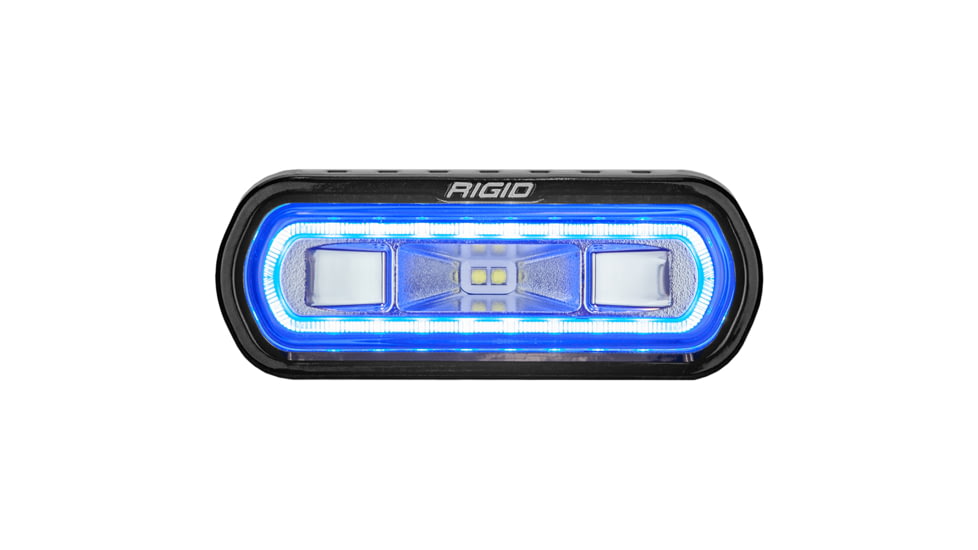 Rigid Industries SR-L Series LED Marine Spreader Light w/ Black Surface Mount, White Light w/Blue Halo, 52101