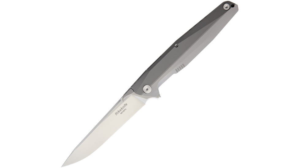 Rike Knife Kwaiken CPM S35VN Blade with Gray Matte Tiium Handle, 3.75in Satin Cpm S35Vn SS Drop Point, Gray Matte Titanium Handle, RK1507S