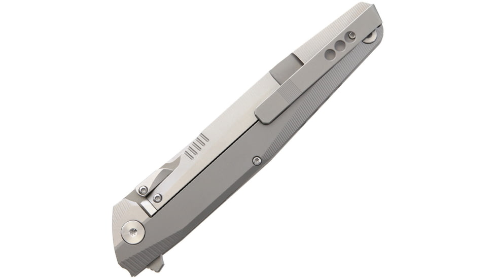 Rike Knife Kwaiken M390 Blade with Gray Matte Tiium Handle, 3.75in Satin Cpm S35Vn SS Tanto Blade, Gray Matte Titanium Handle, RK1507T