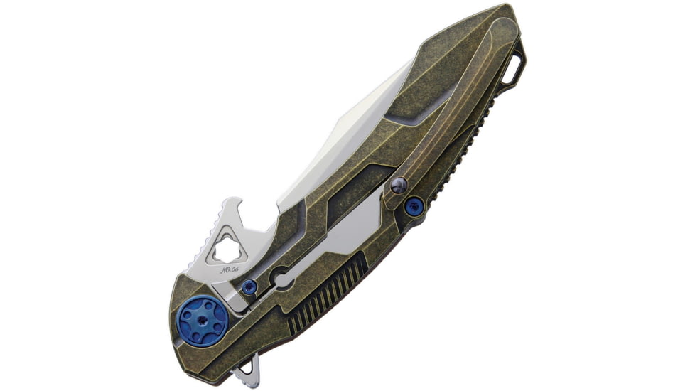 Rike Knife M1 Framelock Folding Knife, 4in Mirror 154Cm SS Blade, Brown G10 Handle With Bronze Titanium Back Handle, Pocket Clip, Black Nylon Case, RKM3-KB