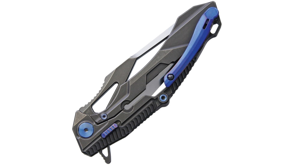 Rike Knife M1 Framelock Folding Knife, 4in S35Vn SS Tanto Blade, Titanium Handle, Thumb Pull, Dark Gray Stonewash And Satin Blade, Dark Gray Stonewash Handle, Black Nylon Case, M1-DG