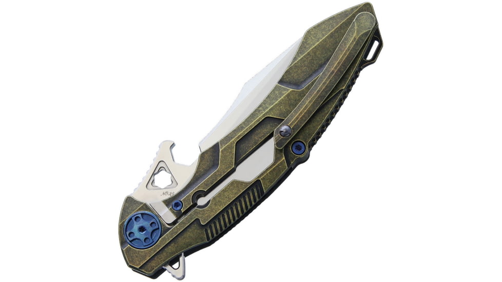 Rike Knife M1 Framelock Folding Knife, 4in Satin Bohler M390 SS Blade, Carbon Fiber Handle With Bronze Anodized Titanium Back Handle, Pocket Clip, Black Nylon Case, M3-CFB