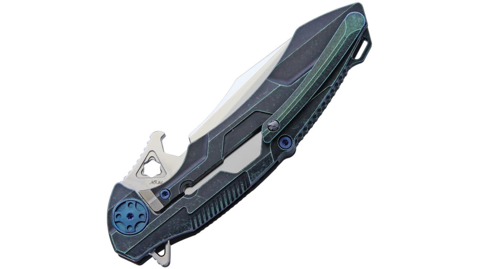 Rike Knife M1 Framelock Folding Knife, 4in Satin Bohler M390 SS Blade, Carbon Fiber Handle With Green Anodized Titanium Back Handle, Pocket Clip, Black Nylon Case, M3-CFG