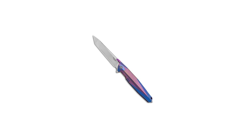 Rike Knife Rike Knife 1707T Integral Frame Lock Knife Purple/Blue Titanium 3.75" Satin, Blue/Purple, Bohler M390, adult, BHQ-87865