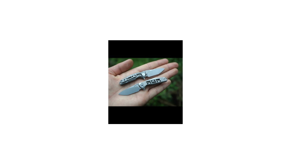 Rike Knife Rike Knife Mini Frame Lock Flipper Knife Titanium 1.5" Bead Blast, Gray, Bohler M390, adult, BHQ-68280