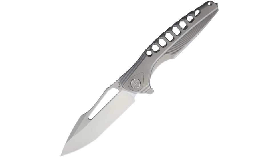 Rike Knife Thor 5 Framelock Bohler M390 Knife, 3.75in Bead Blast Bohler M390 SS Drop Point, Titanium Handle, THOR5-PL