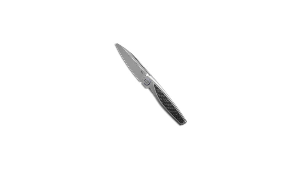 Rike Knife Baidi-S Folding Knife, 3.43in, Bohler M390 Stainless Steel, Sheepsfoot Blade, Carbon Fiber, Titanium, Black/Gray Handle, Black/Gray/Gray, 7.68 inch, BHQ-208855