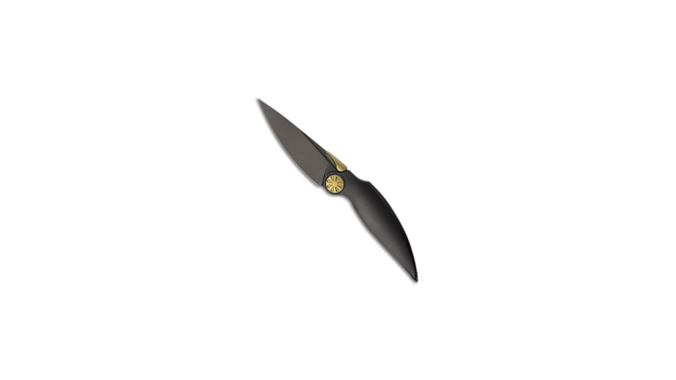 Rikeknife Rike Knife Predator-B Frame Lock Knife DLC Titanium/Gold 3.7" DLC M390, Black, Bohler M390, adult, BHQ-221718