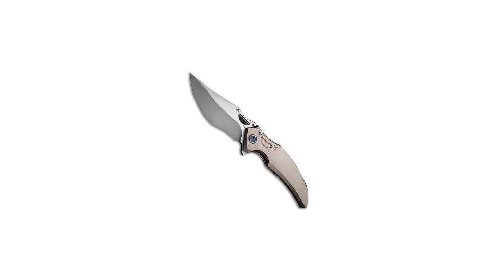 Rikeknife Rike Knife S05 V2 Frame Lock Knife Stonewash Gray 3.5" Satin, Gray, Bohler M390, adult, BHQ-225952