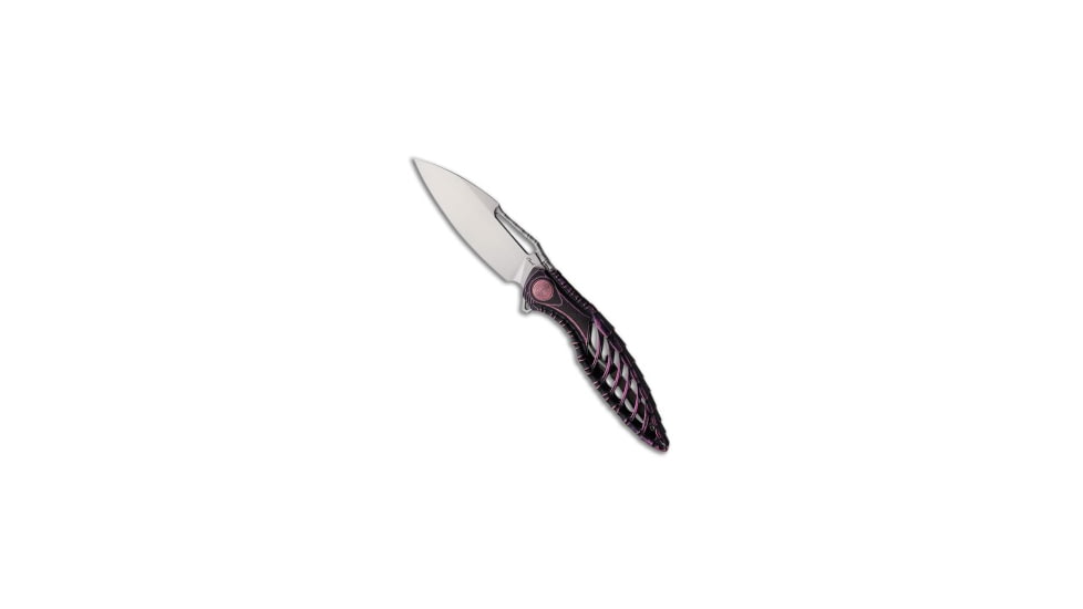 Rikeknife Rike Knife Thor 6 Frame Lock Knife Black Purple Titanium 3.4" Satin M390, Black/Purple, Bohler M390, adult, BHQ-221715
