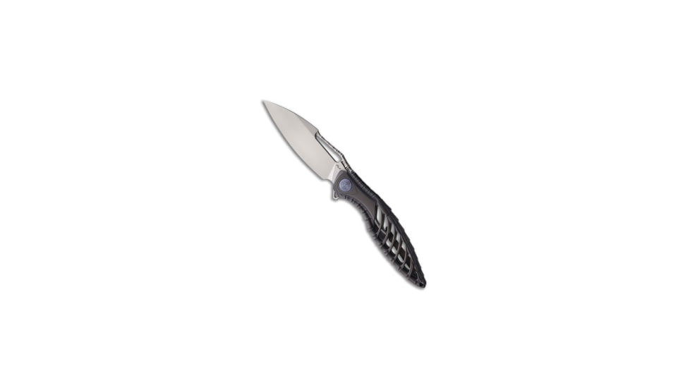Rike Knife Thor 6 Folding Knife, 3.35in, Bohler M390 Stainless Steel, Drop Point Blade, Titanium, Dark Gray Handle, Dark Gray/Dark Gray, 8.26 inch, BHQ-221714