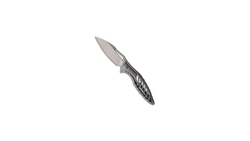 Rike Knife Thor 6 Folding Knife, 3.35in, Bohler M390 Stainless Steel, Drop Point Blade, Titanium, Gray Handle, Gray/Dark Gray, 8.26 inch, BHQ-221713