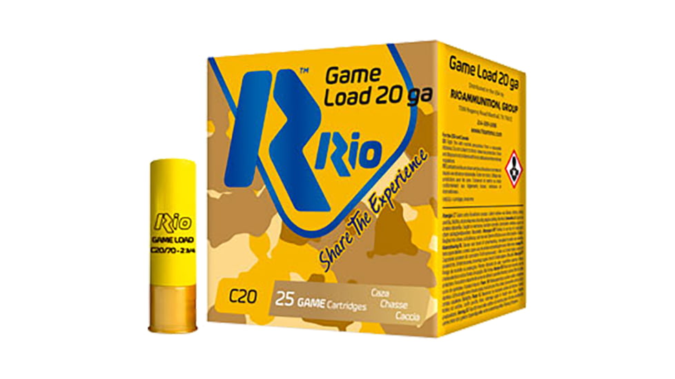 RIO Ammunition Game Load 20 Gauge 1 oz 2 3/4 in Centerfire Shotgun Ammo, 25 Rounds, RC206