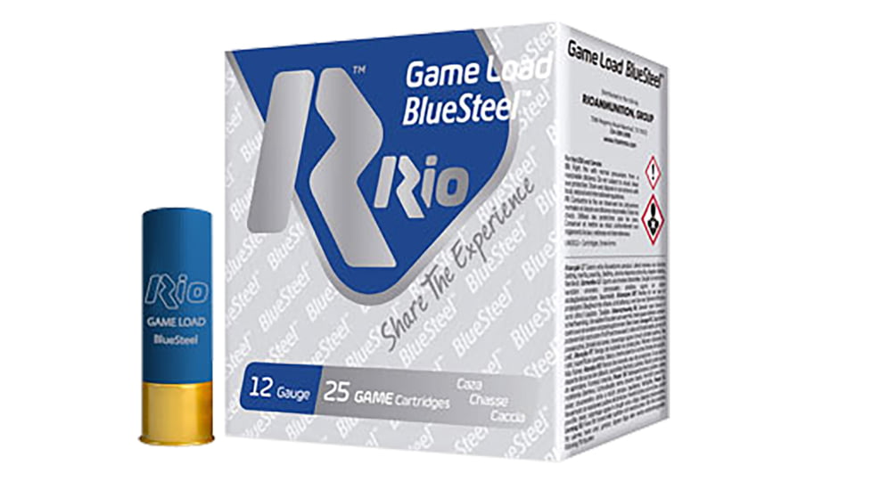 Rio Ammunition GLBS325 Game Load Blue Steel 12 Gauge 2.75 1 1/8 Oz 5 Shot 25 Pe