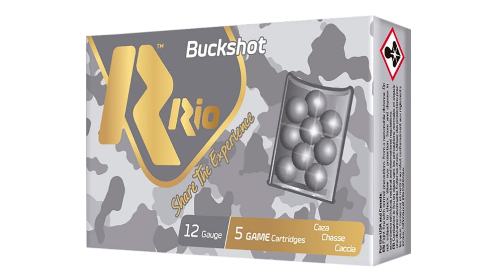 Rio Ammunition Royal Buck 12 Gauge 2.75 in Size 4 Buck Shot Ammo, 25 Rounds, RB122725