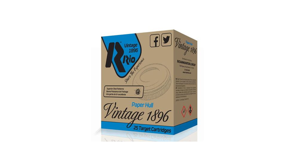 RIO Ammunition VINTAGE 1896 Paper Light 28 12GA 2-3/4in 1oz 7.5 Shot 1200fps 25rd, VP28LT75