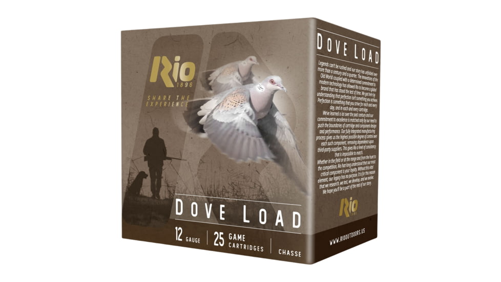 Rio Outdoors Corp Rio Dove Load Shotshells 12ga 2-3/4" 1-1/8oz 1200fps #8 25/ct, RDL328