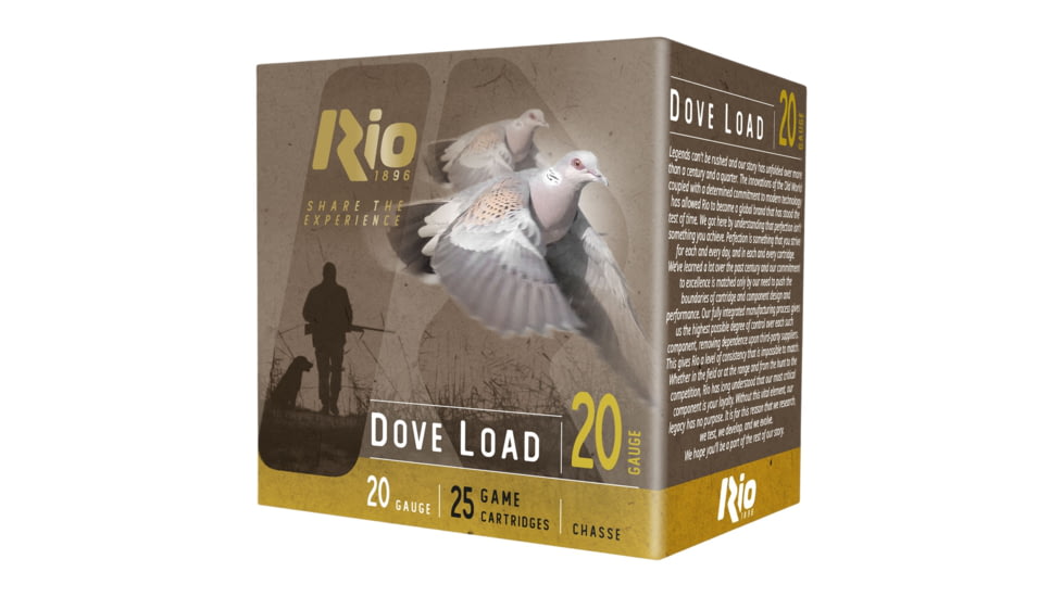 Rio Outdoors Corp Rio Dove Load Shotshells 20ga 2-3/4" 7/8oz 1250fps #8 25/ct, RDL208