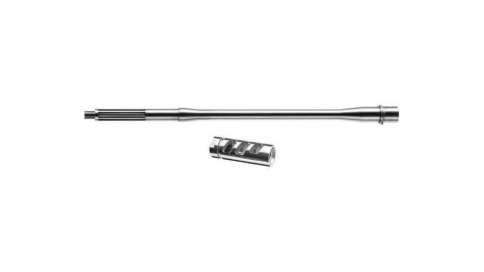 Rise Armament CB-188 Competition Stainless Steel Barrel, 18.8in, Silver &amp; Rise Armament RA-701 Compensator, Stainless Steel, .223/5.56, Silver