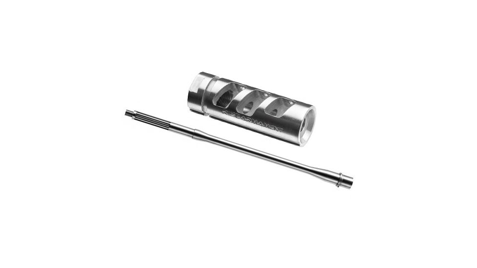 Rise Armament Competition Barrel, 16.0in, Black, Medium &amp; Rise Armament RA-701 Compensator, Stainless Steel, .223/5.56, Black