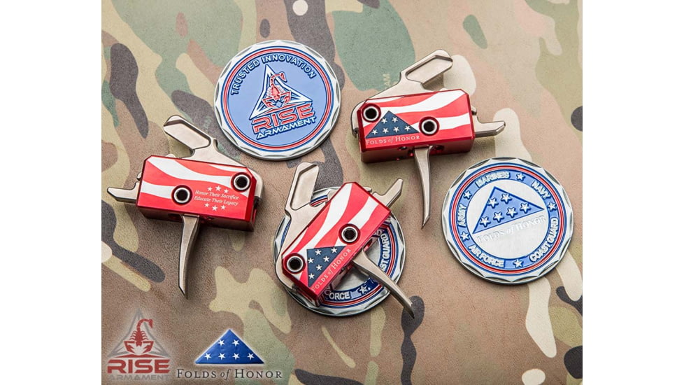 Rise Armament Folds of Honor AR Performance Trigger,Straight Blade,3.5lb Pull Weight,Anodized Aluminum RA-13FOLDS-PT