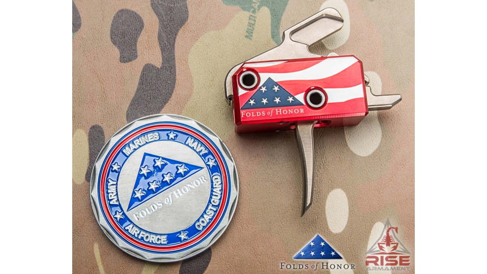 Rise Armament Folds of Honor AR Performance Trigger,Straight Blade,3.5lb Pull Weight,Anodized Aluminum RA-13FOLDS-PT