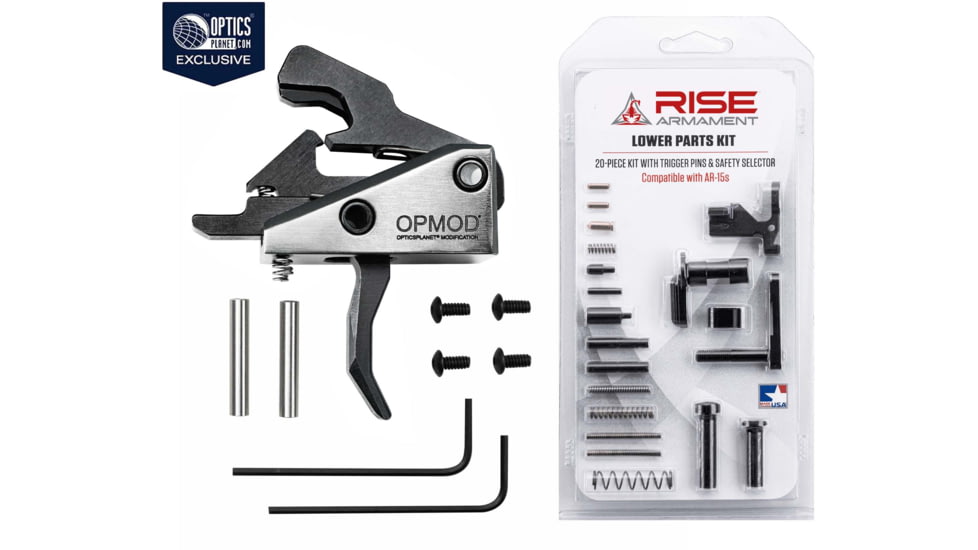 Rise Armament OPMOD Hex-C RA-240 AR15/AR10 Enhanced Rifle Trigger and Lower Parts Kit, Black, RA-240-HEXC-BLK-12003
