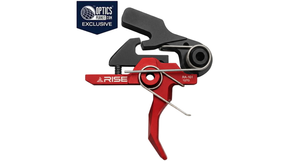 Rise Armament OPMOD RA-101 HEX-C Single-Stage AR Trigger, Curved, 4lb, Black/Red, RA-101-HEXC-RED
