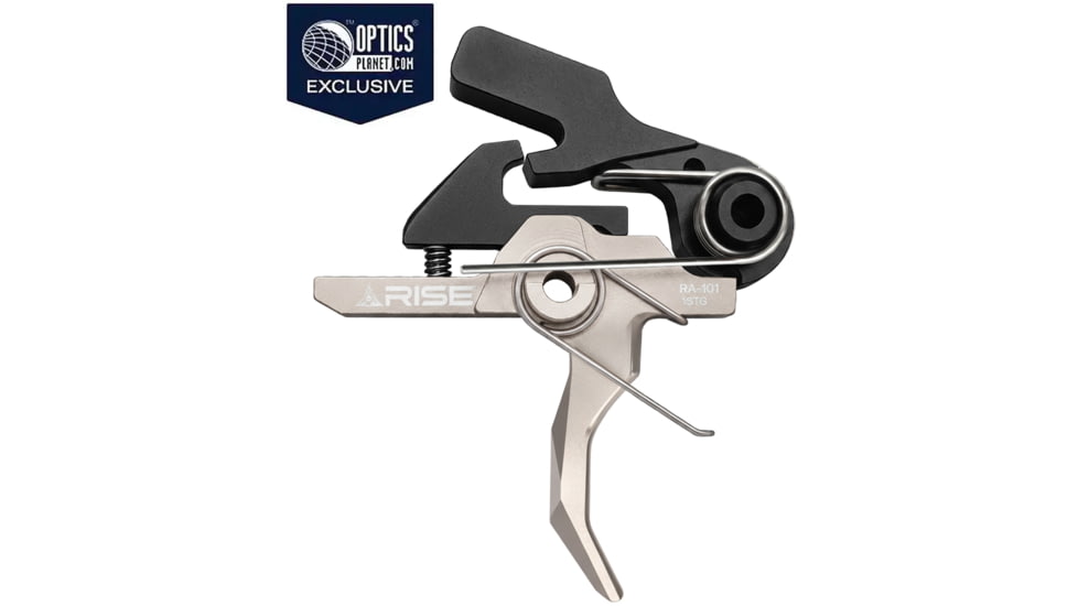 Rise Armament OPMOD RA-101 HEX-C Single-Stage AR Trigger, Curved, 4lb, Black/Silver, RA-101-HEXC-NIB