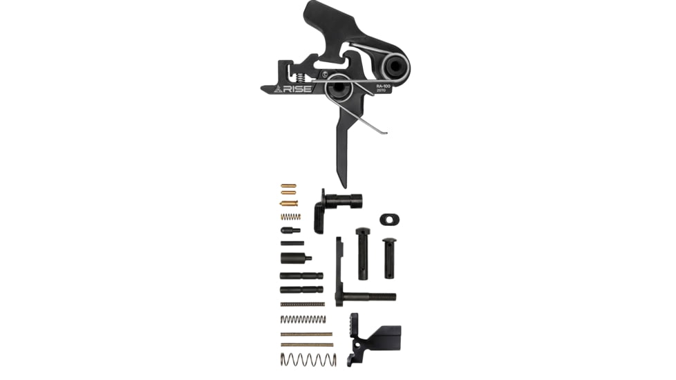 RISE Armament RA-100 Two Stage Trigger w/ AR-15 Lower Parts Kit, Flat, 4.5lb, Black, RA-100F-12003