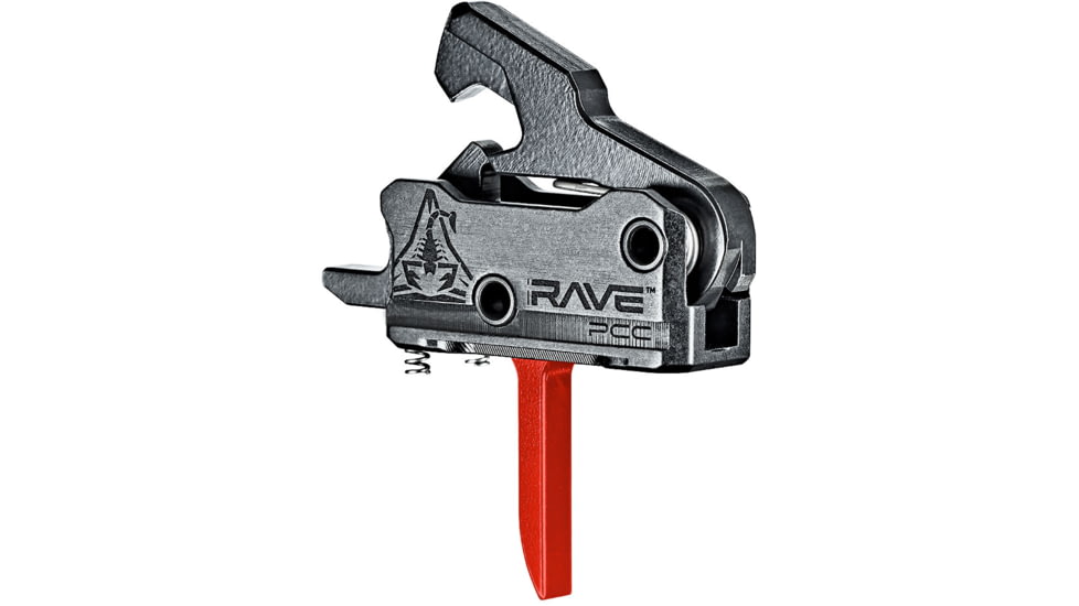 RISE Armament Rave 9 mm PCC Trigger with Anti-Walk Pins, Flat, 3.5lb Pull Weight, Anodized, Black/Red, T017F-PCC-RED