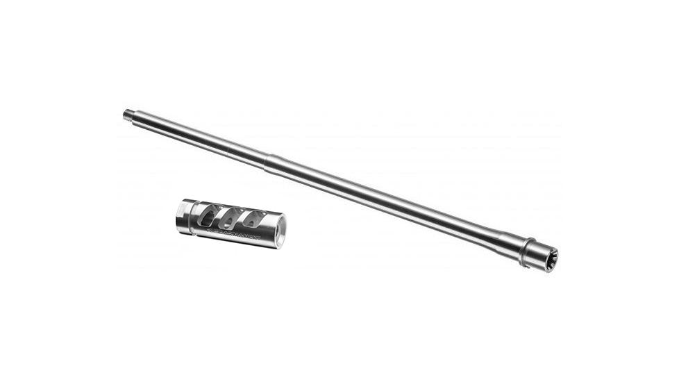 Rise Armament SB-202 Sniper Stainless Steel Barrel, 20.2in, Silver &amp; Rise Armament RA-701 Compensator, Stainless Steel, .223/5.56, Silver