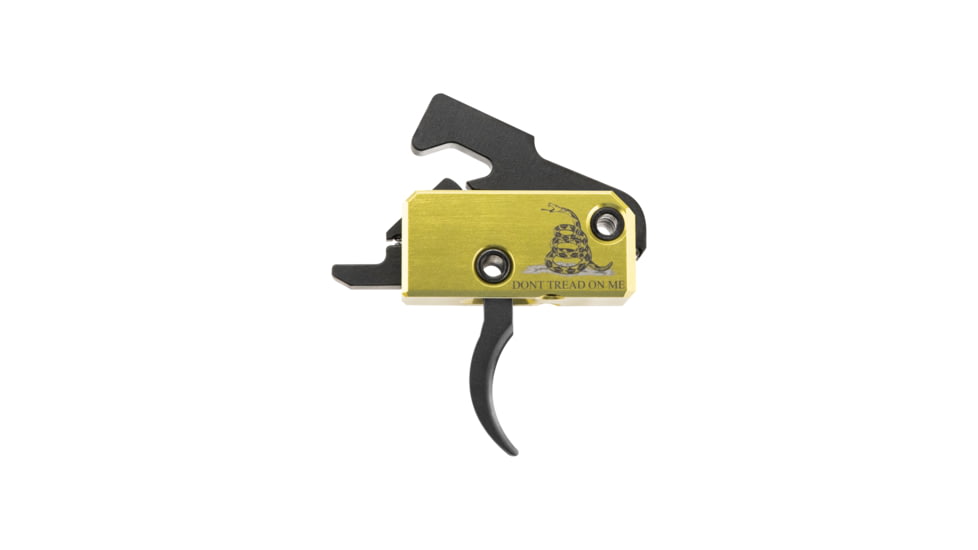 RISE Armament Special Edition Don't Tread On Me AR Trigger And Charging Handle Bundle, Curved, Yellow, RA-140-212-DTOM-AWP