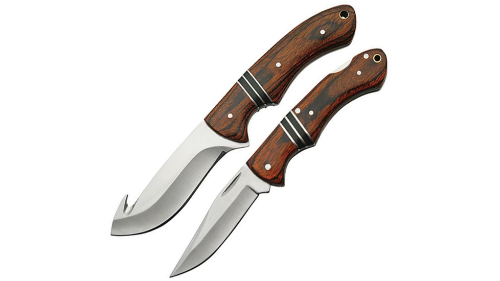 Rite Edge 2 Pc Guthook Set w/Guthook and Closed Lockback,3Cr13 Stainless,Wood Handles, 211366