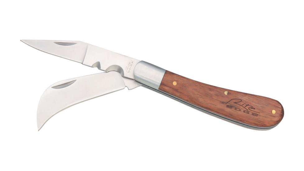 Rite Edge Electrician's Folder Knife, Stainless hawkbill blade, Wood handle CN210595