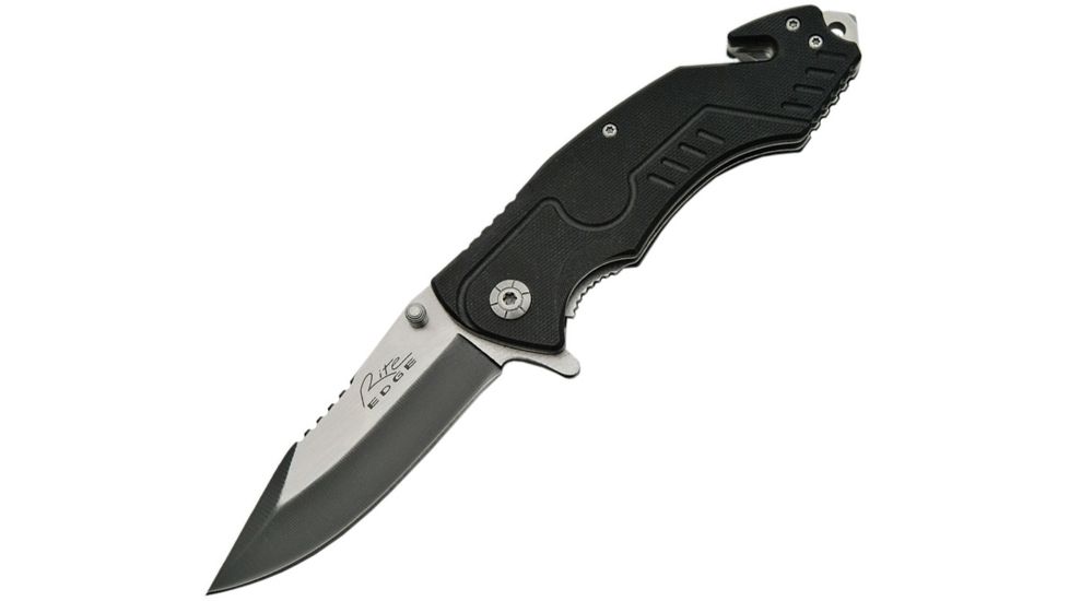 Rite Edge G-10 Linerlock Black Folding Knife,3.5in,Black,G10 Handle CN300356