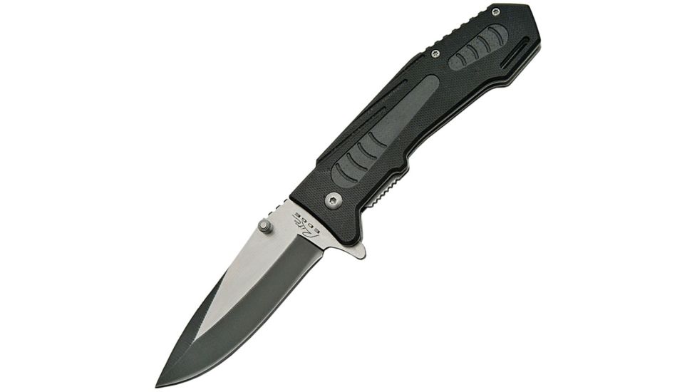 Rite Edge G-10 Linerlock Black Folding Knife,3.5in,Drop Point,Black,G10 Handle CN300355