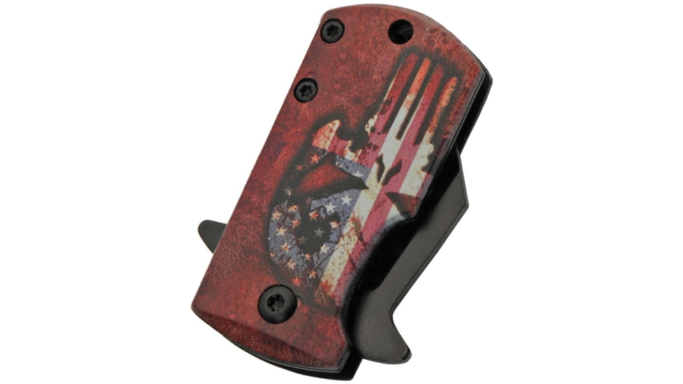 Rite Edge Money Clip Skull A/O Folding Knife, 2.25in Closed, 1.5in Black SS Sheepsfoot Blade, Aluminum Handle, Skull Handle Artwork, 300590-RD