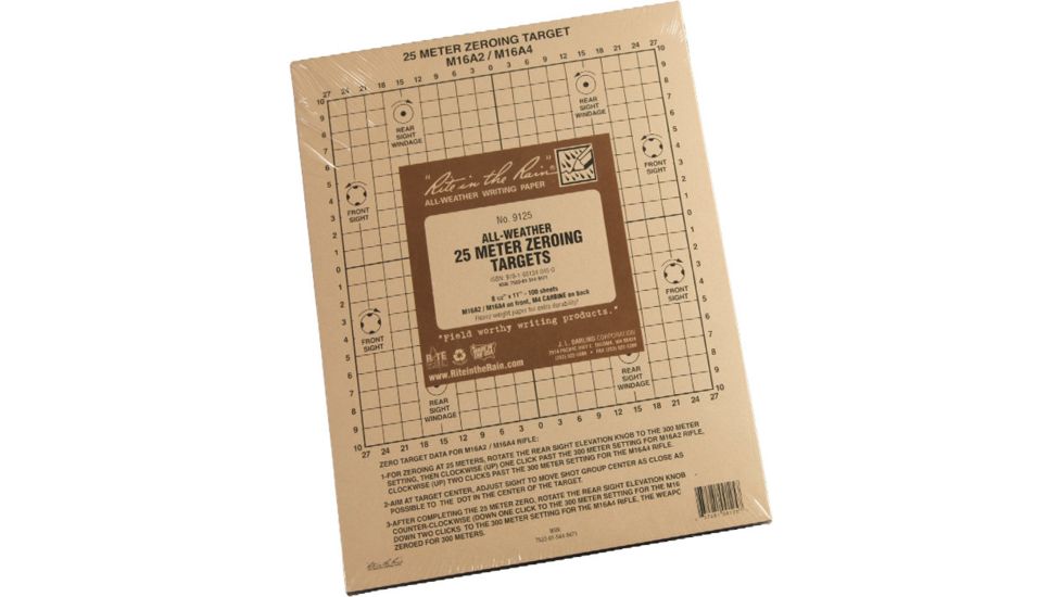 Rite in the Rain 25 METER ZEROING TARGET, Tan, 8 1/2 x 11 9125