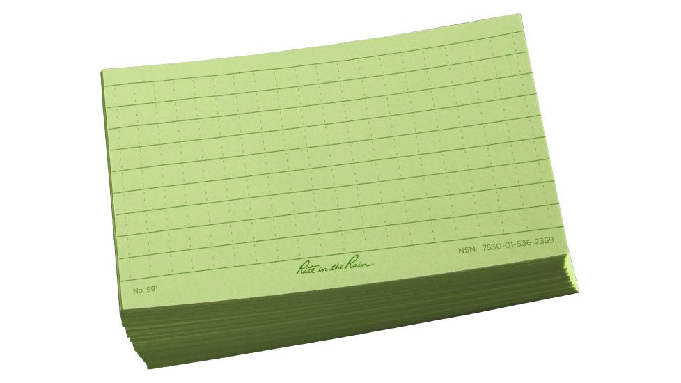 Rite in the Rain 3X5 INDEX CARDS - GREEN, Green, 3 x 5 991