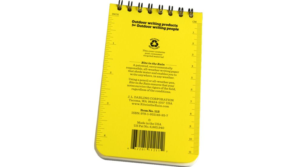 Rite in the Rain 3X5 NOTEBOOK - EMS, Yellow, 3 x 5 112