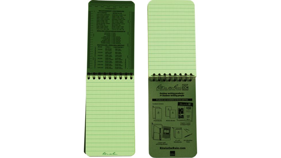 Rite in the Rain 3X5 NOTEBOOK - GREEN, Green, 3 x 5 935