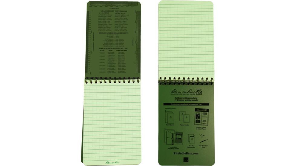 Rite in the Rain 4X6 NOTEBOOK - GREEN, Green, 4 x 6 946