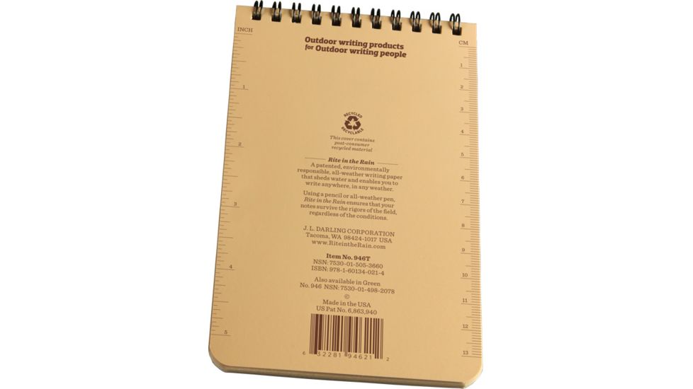 Rite in the Rain 4X6 NOTEBOOK - TAN, Tan, 4 x 6 946T