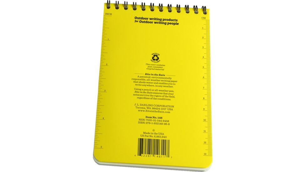 Rite in the Rain 4X6 NOTEBOOK - YELLOW, Yellow, 4 x 6 146