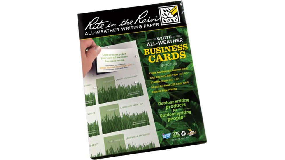 Rite in the Rain Business Card Copier Paper,8 1/2x11in,White BC2035