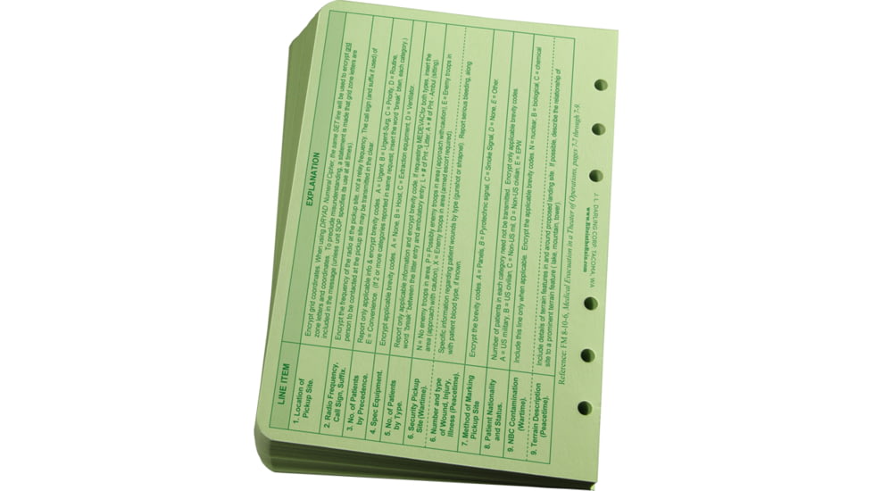 Rite in the Rain LOOSE LEAF - GREEN - 9 LINE MEDEVAC, Green, 4 5/8 x 7 952